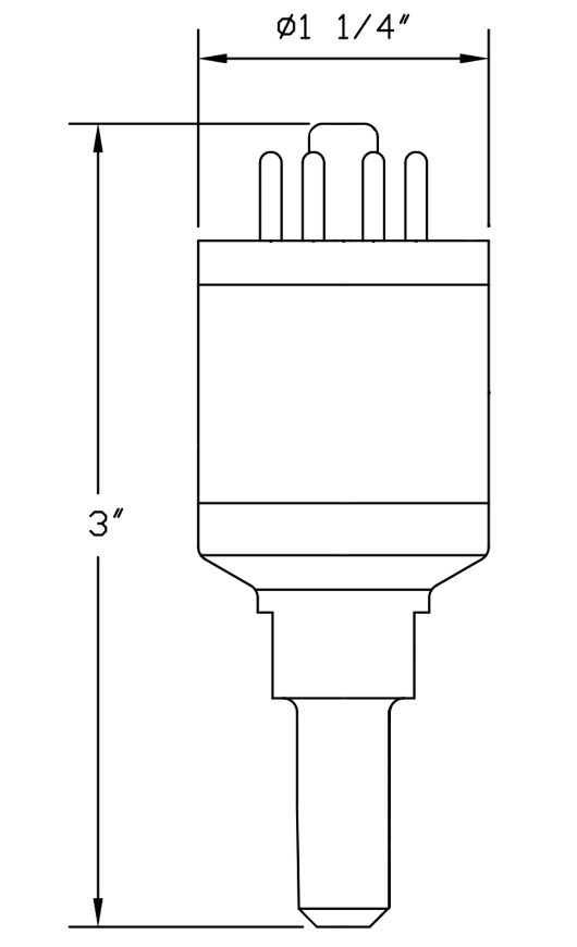 Dimensional drawing of the Televac® 2V6 Thermocouple Vacuum Gauge.
